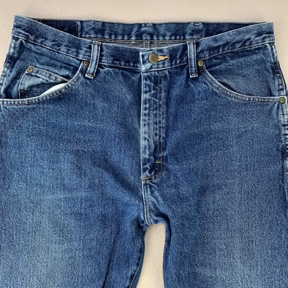 Wrangler Jeans‎ Mens 36x32 Dark Denim Regular Fit Western Faded Workwear